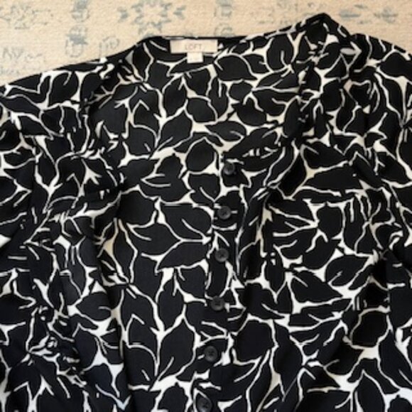 🧡3/15 Loft Black White Romper with Two Side Pockets Women's L - Picture 13 of 13